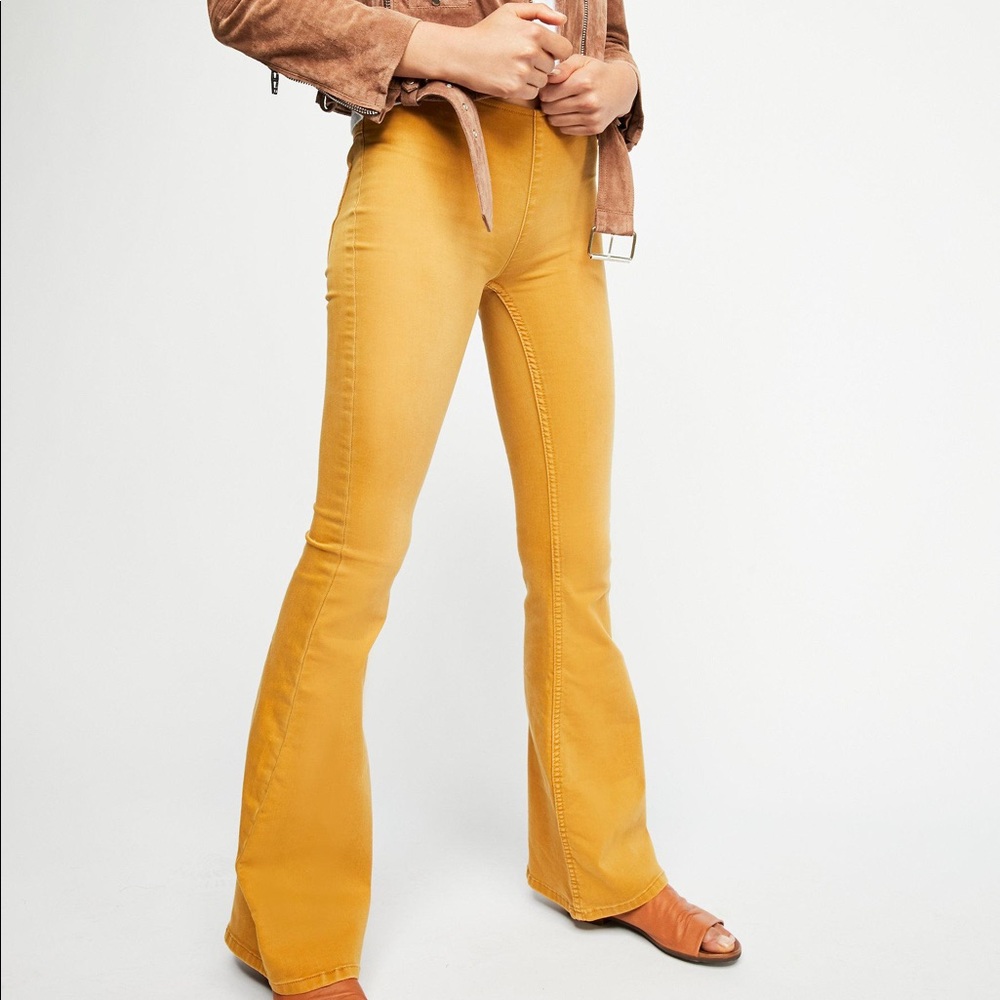 Free People Penny Flare Jeans Gold 25
